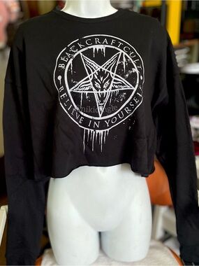 NEW Blackcraft Cult Cropped Sweater Believe In Yourself Punk Goth M Medium